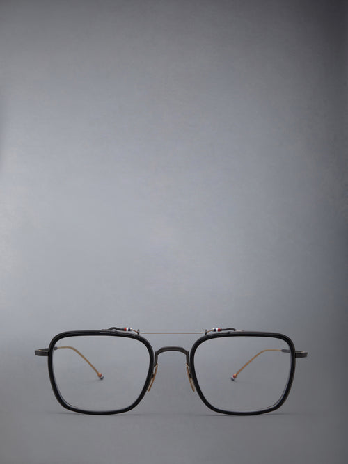 ACETATE AND TITANIUM RECTANGULAR AVIATOR EYEGLASSES