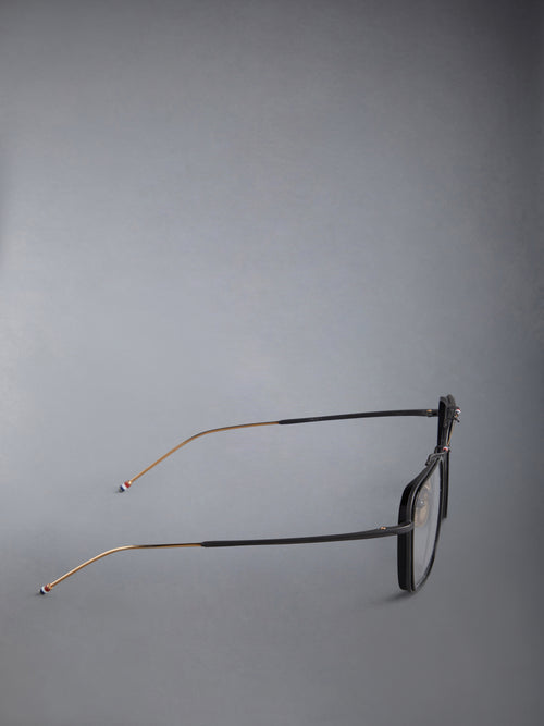 ACETATE AND TITANIUM RECTANGULAR AVIATOR EYEGLASSES