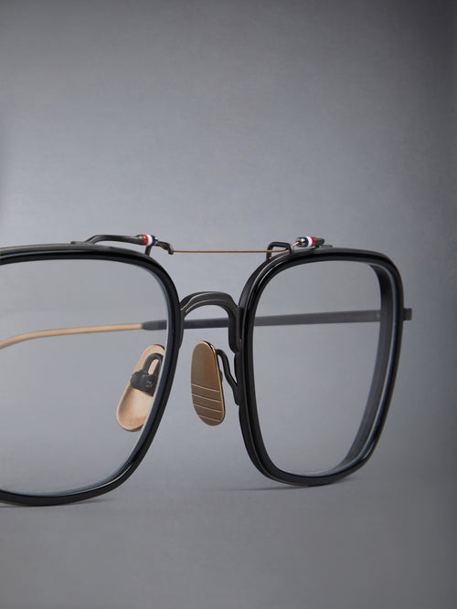 ACETATE AND TITANIUM RECTANGULAR AVIATOR EYEGLASSES