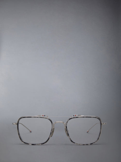 ACETATE AND TITANIUM RECTANGULAR AVIATOR EYEGLASSES