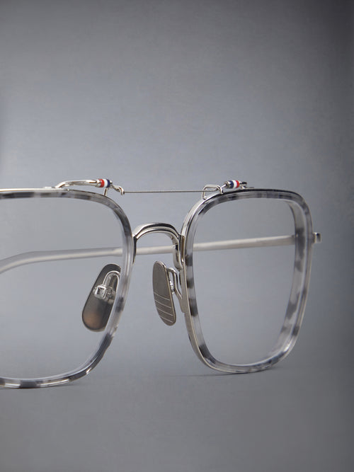 ACETATE AND TITANIUM RECTANGULAR AVIATOR EYEGLASSES