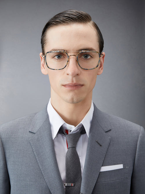 ACETATE AND TITANIUM RECTANGULAR AVIATOR EYEGLASSES