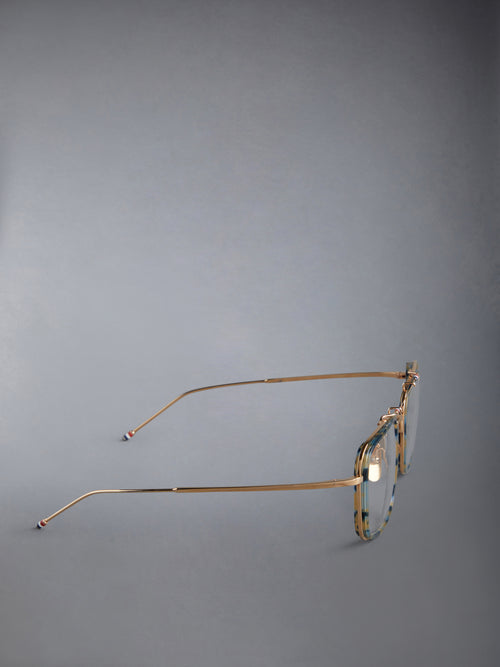 ACETATE AND TITANIUM RECTANGULAR AVIATOR EYEGLASSES