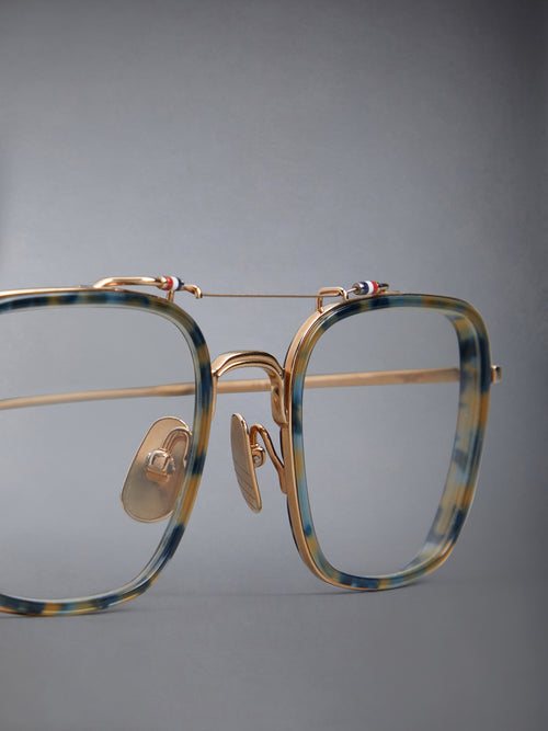 ACETATE AND TITANIUM RECTANGULAR AVIATOR EYEGLASSES