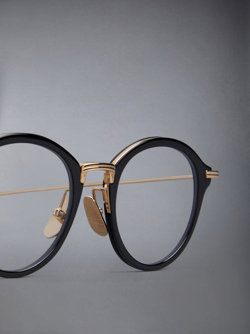 ACETATE AND TITANIUM ROUND EYEGLASSES