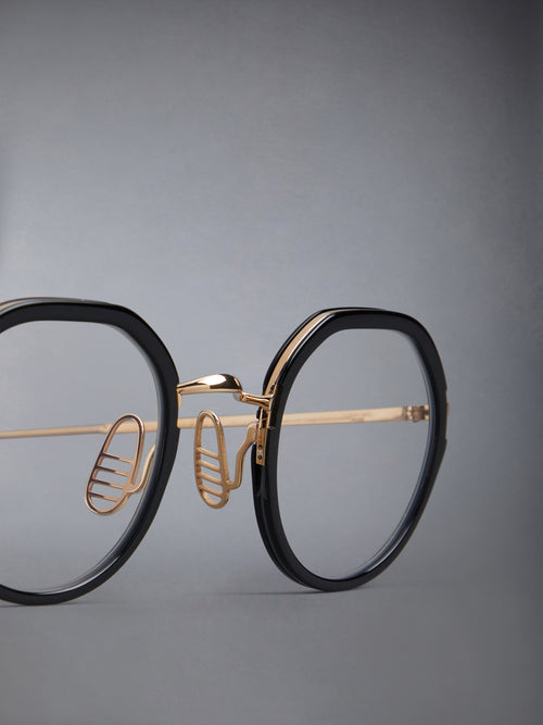 ACETATE AND TITANIUM ROUND EYEGLASSES