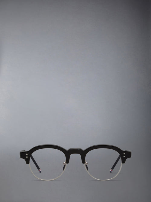 ACETATE AND TITANIUM OVAL EYEGLASSES