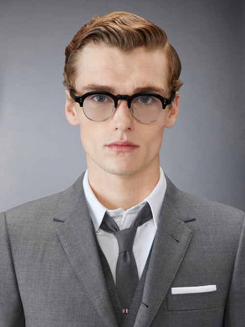 ACETATE AND TITANIUM OVAL EYEGLASSES