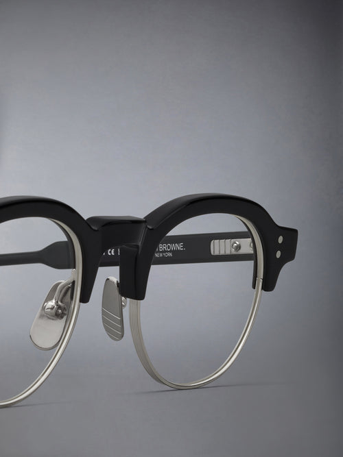 ACETATE AND TITANIUM OVAL EYEGLASSES