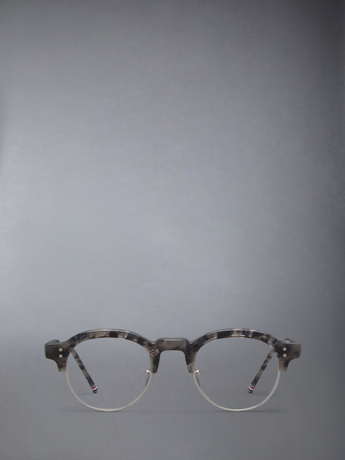 TORTOISE ACETATE AND TITANIUM OVAL EYEGLASSES