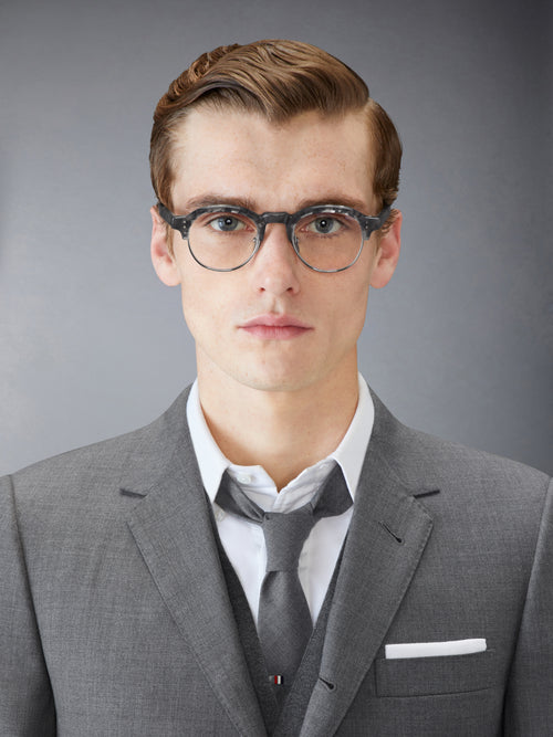 TORTOISE ACETATE AND TITANIUM OVAL EYEGLASSES