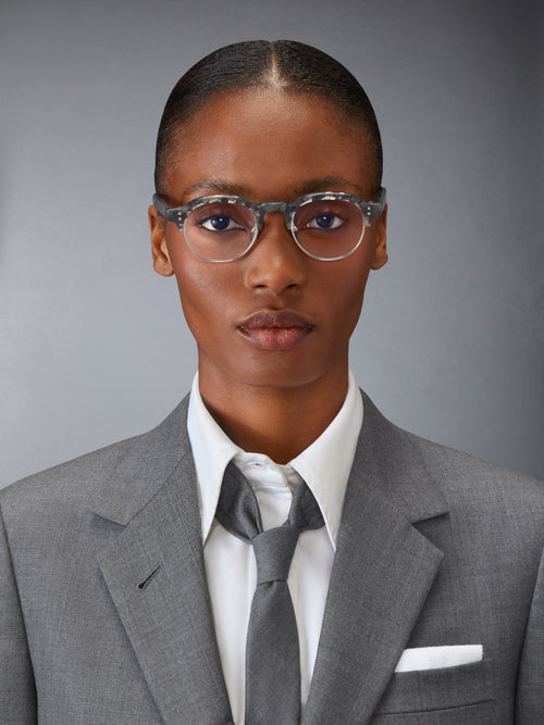 TORTOISE ACETATE AND TITANIUM OVAL EYEGLASSES