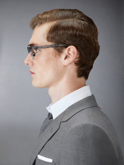 TORTOISE ACETATE AND TITANIUM OVAL EYEGLASSES