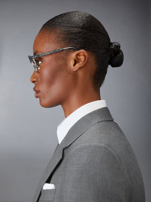 TORTOISE ACETATE AND TITANIUM OVAL EYEGLASSES