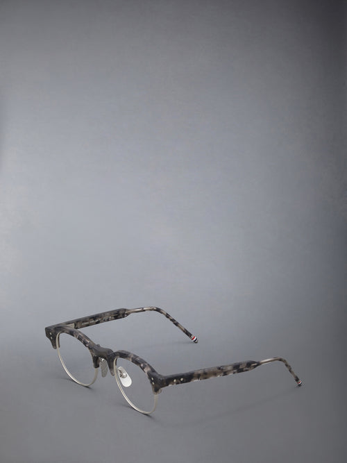 TORTOISE ACETATE AND TITANIUM OVAL EYEGLASSES