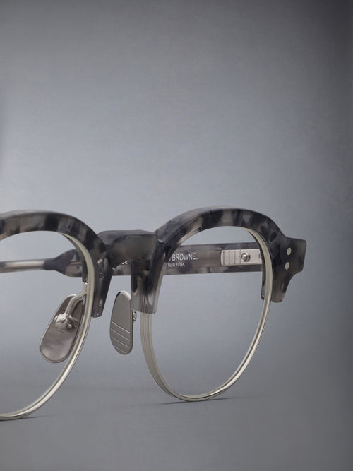 TORTOISE ACETATE AND TITANIUM OVAL EYEGLASSES