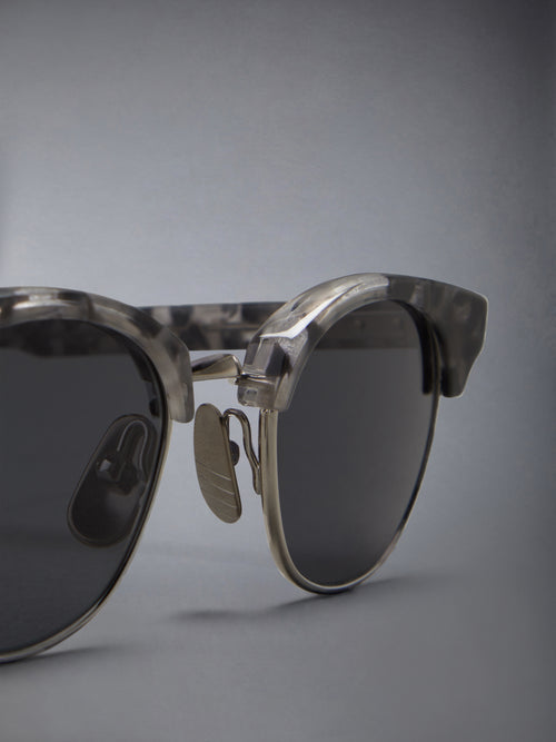 ACETATE AND TITANIUM OVAL SUNGLASSES