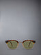 ACETATE AND TITANIUM OVAL SUNGLASSES - MED BROWN