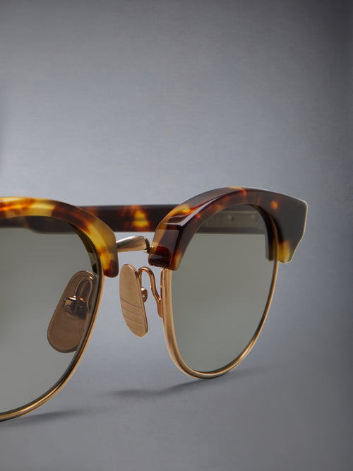 ACETATE AND TITANIUM OVAL SUNGLASSES