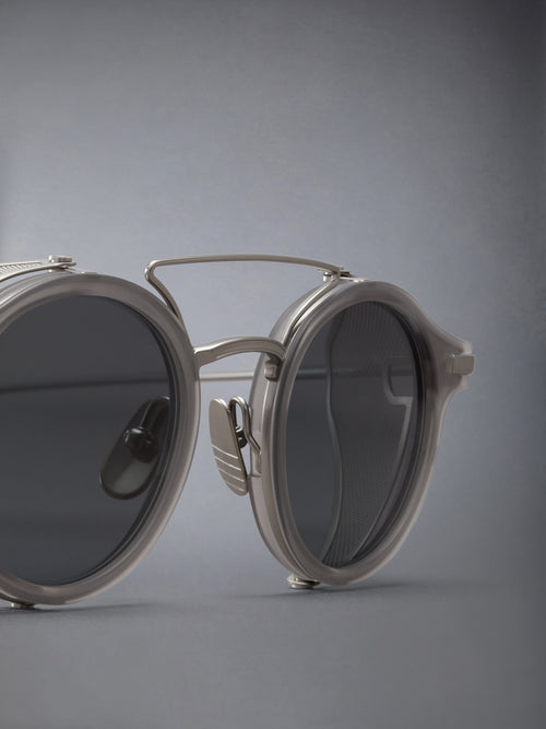 ACETATE AND TITANIUM ROUND SUNGLASSES