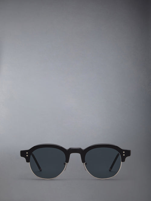 ACETATE AND TITANIUM OVAL SUNGLASSES