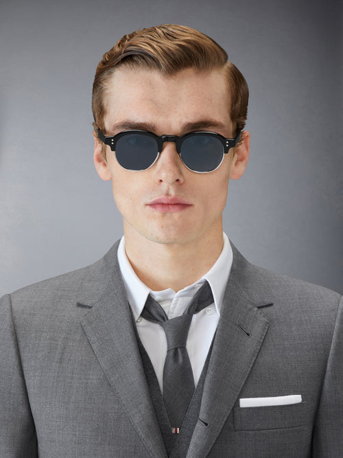 ACETATE AND TITANIUM OVAL SUNGLASSES