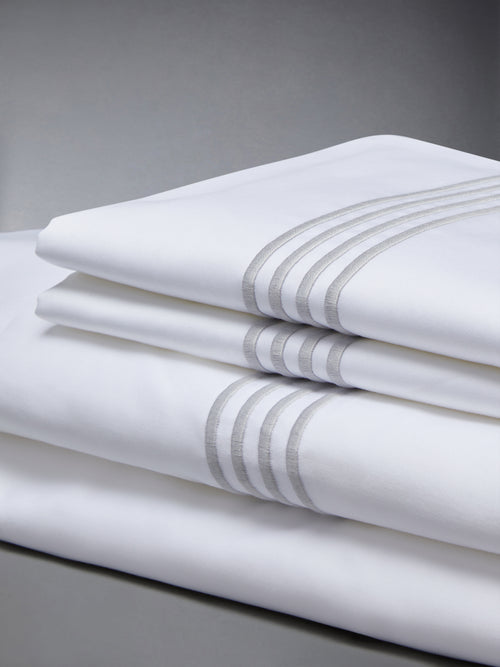 COTTON SATEEN 4-BAR FRETTE SHEET SET (KING-US/CAD)